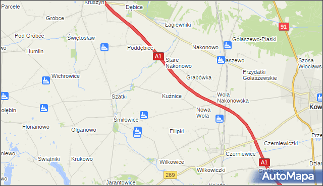 mapa Kuźnice gmina Choceń, Kuźnice gmina Choceń na mapie Targeo