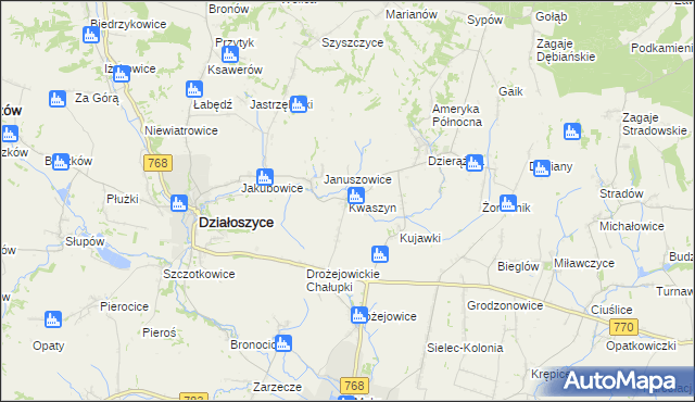 mapa Kwaszyn, Kwaszyn na mapie Targeo