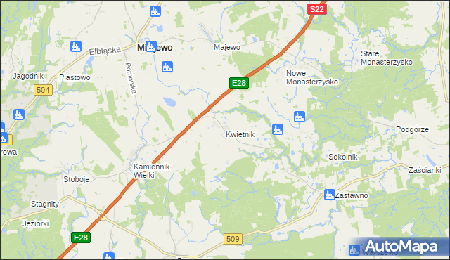 mapa Kwietnik, Kwietnik na mapie Targeo