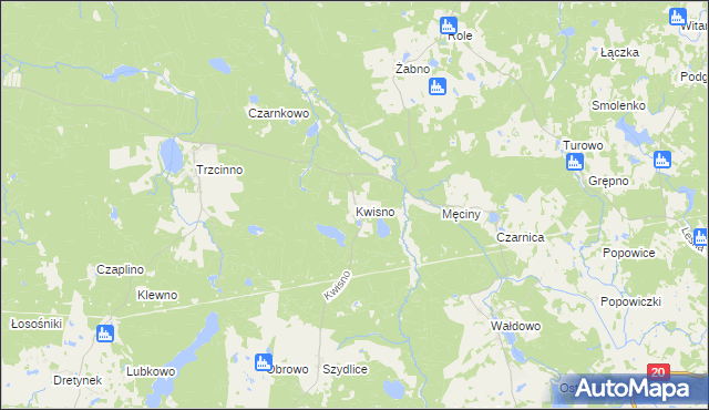 mapa Kwisno, Kwisno na mapie Targeo