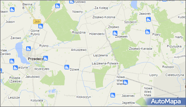 mapa Łączewna gmina Przedecz, Łączewna gmina Przedecz na mapie Targeo