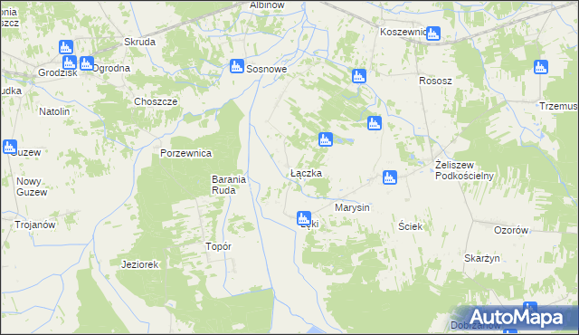 mapa Łączka gmina Kotuń, Łączka gmina Kotuń na mapie Targeo