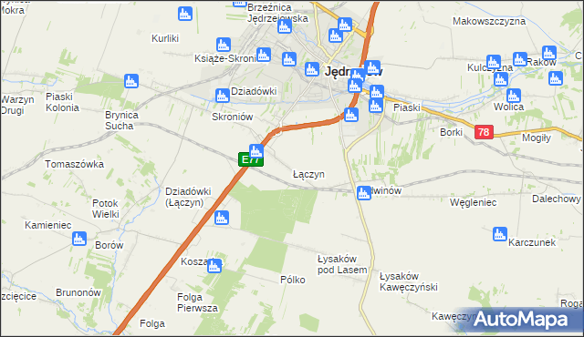 mapa Łączyn, Łączyn na mapie Targeo