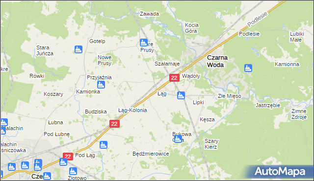 mapa Łąg, Łąg na mapie Targeo