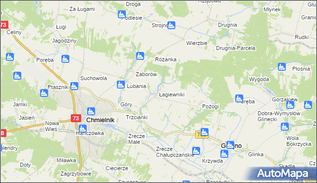 mapa Łagiewniki gmina Chmielnik, Łagiewniki gmina Chmielnik na mapie Targeo