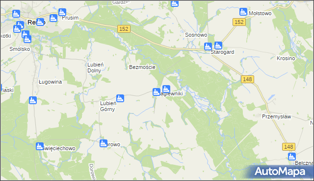 mapa Łagiewniki gmina Resko, Łagiewniki gmina Resko na mapie Targeo