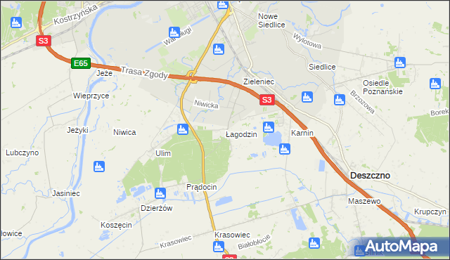 mapa Łagodzin, Łagodzin na mapie Targeo