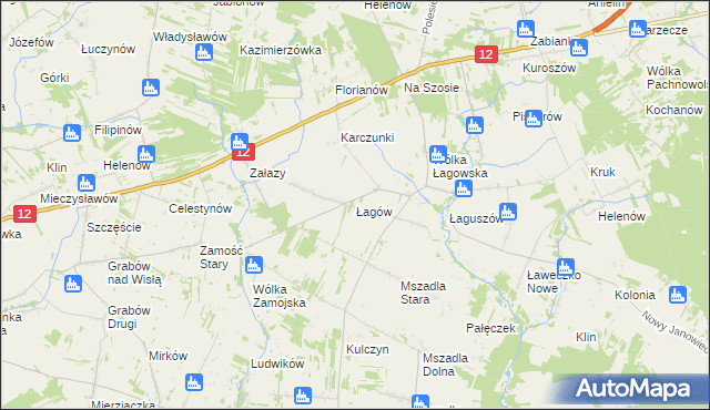 mapa Łagów gmina Przyłęk, Łagów gmina Przyłęk na mapie Targeo