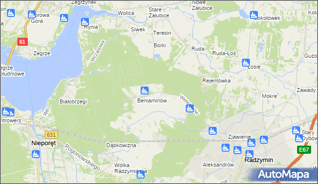 mapa Łąki gmina Radzymin, Łąki gmina Radzymin na mapie Targeo