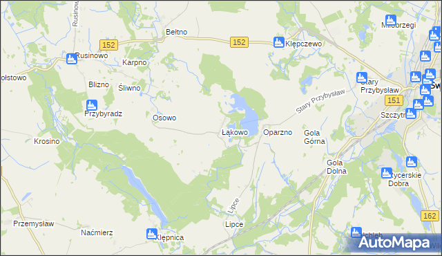 mapa Łąkowo, Łąkowo na mapie Targeo