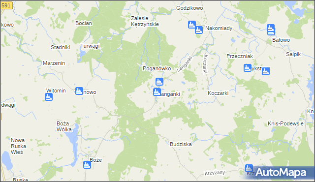 mapa Langanki gmina Kętrzyn, Langanki gmina Kętrzyn na mapie Targeo