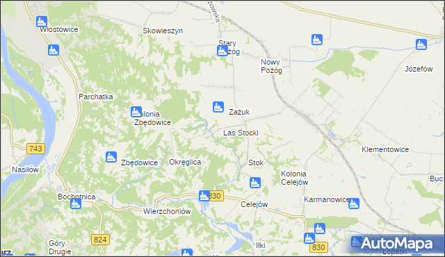 mapa Las Stocki, Las Stocki na mapie Targeo