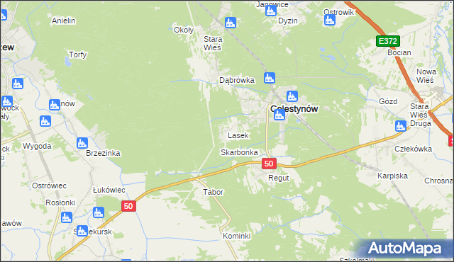 mapa Lasek gmina Celestynów, Lasek gmina Celestynów na mapie Targeo