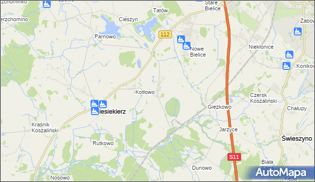 mapa Laski Koszalińskie, Laski Koszalińskie na mapie Targeo