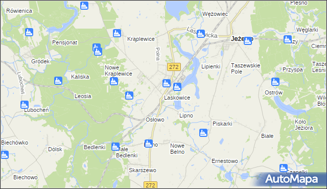 mapa Laskowice gmina Jeżewo, Laskowice gmina Jeżewo na mapie Targeo