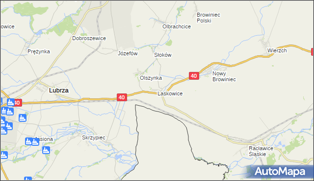 mapa Laskowice gmina Lubrza, Laskowice gmina Lubrza na mapie Targeo