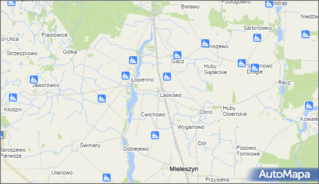 mapa Laskowo gmina Janowiec Wielkopolski, Laskowo gmina Janowiec Wielkopolski na mapie Targeo