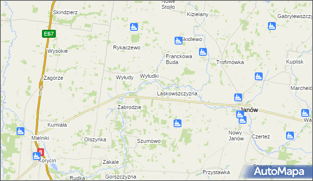 mapa Laskowszczyzna gmina Korycin, Laskowszczyzna gmina Korycin na mapie Targeo