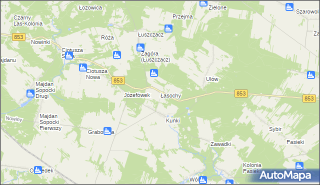 mapa Łasochy, Łasochy na mapie Targeo