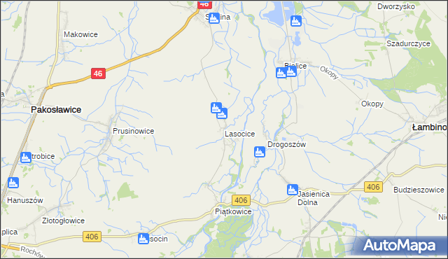 mapa Lasocice gmina Łambinowice, Lasocice gmina Łambinowice na mapie Targeo