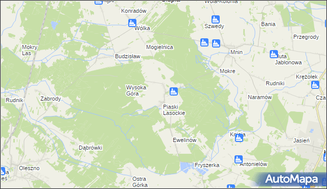 mapa Lasocin gmina Łopuszno, Lasocin gmina Łopuszno na mapie Targeo