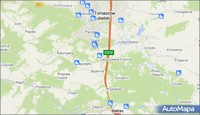 mapa Łaszczówka-Kolonia, Łaszczówka-Kolonia na mapie Targeo