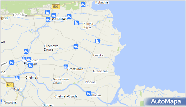 mapa Łaszka, Łaszka na mapie Targeo