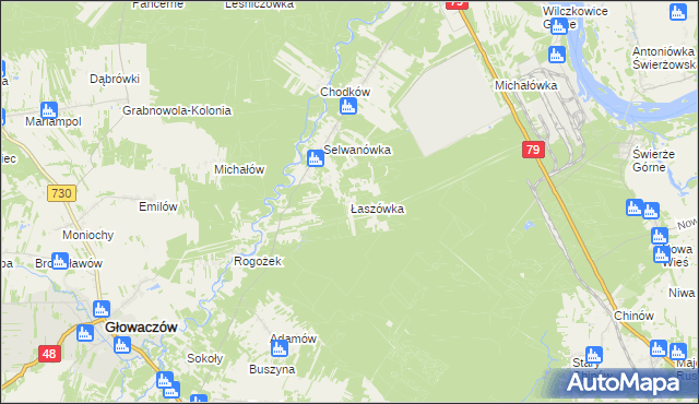 mapa Łaszówka, Łaszówka na mapie Targeo