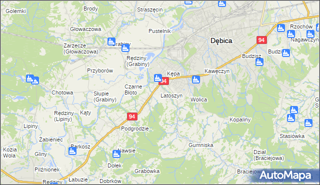 mapa Latoszyn, Latoszyn na mapie Targeo