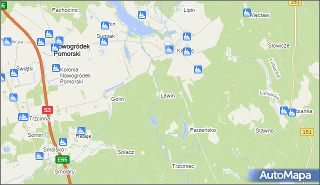 mapa Ławin, Ławin na mapie Targeo