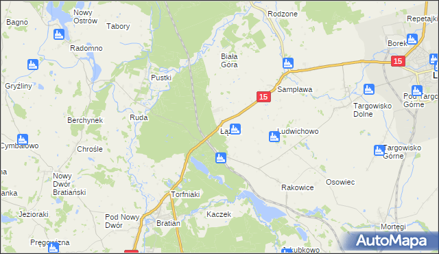 mapa Łążek gmina Lubawa, Łążek gmina Lubawa na mapie Targeo