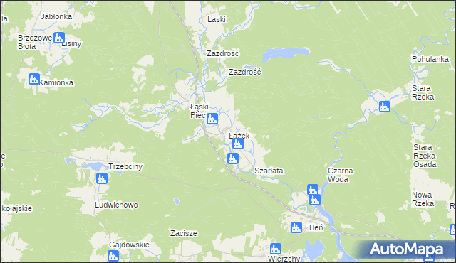 mapa Łążek gmina Osie, Łążek gmina Osie na mapie Targeo