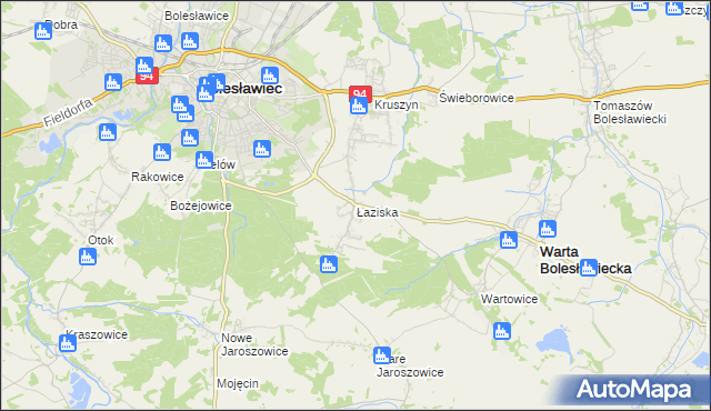 mapa Łaziska gmina Bolesławiec, Łaziska gmina Bolesławiec na mapie Targeo