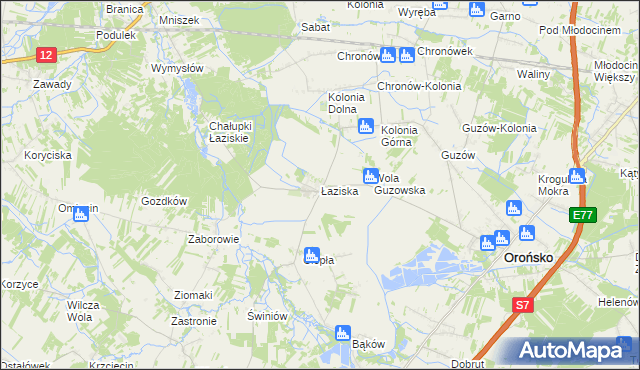 mapa Łaziska gmina Orońsko, Łaziska gmina Orońsko na mapie Targeo