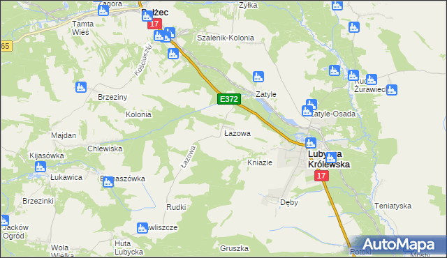 mapa Łazowa, Łazowa na mapie Targeo