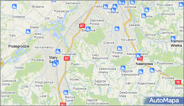 mapa Łazy Biegonickie, Łazy Biegonickie na mapie Targeo