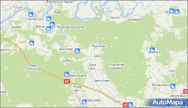 mapa Łazy gmina Łochów, Łazy gmina Łochów na mapie Targeo