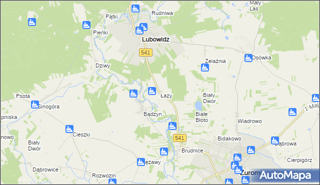 mapa Łazy gmina Lubowidz, Łazy gmina Lubowidz na mapie Targeo