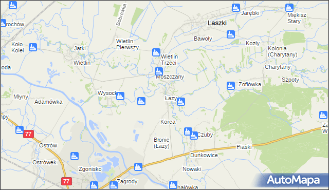 mapa Łazy gmina Radymno, Łazy gmina Radymno na mapie Targeo