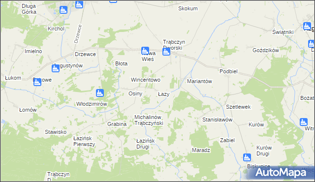 mapa Łazy gmina Zagórów, Łazy gmina Zagórów na mapie Targeo