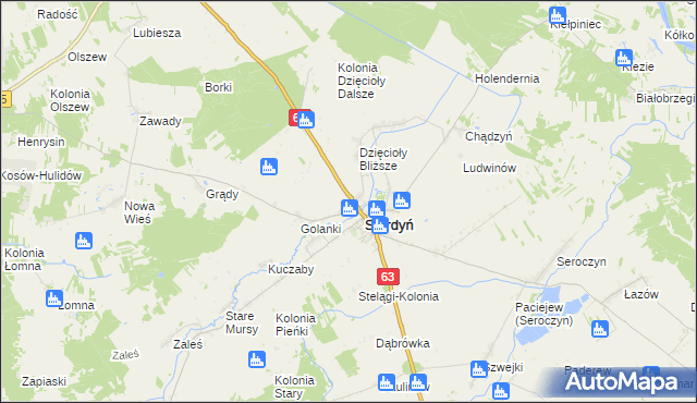 mapa Lebiedzie gmina Sterdyń, Lebiedzie gmina Sterdyń na mapie Targeo