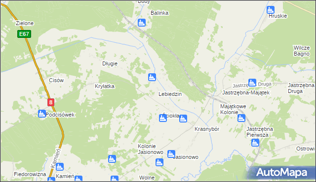 mapa Lebiedzin gmina Sztabin, Lebiedzin gmina Sztabin na mapie Targeo