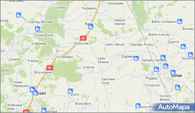 mapa Łebki Wielkie, Łebki Wielkie na mapie Targeo