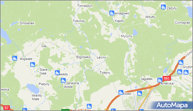 mapa Łęciny, Łęciny na mapie Targeo