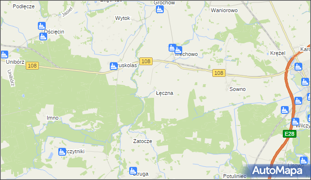 mapa Łęczna gmina Płoty, Łęczna gmina Płoty na mapie Targeo