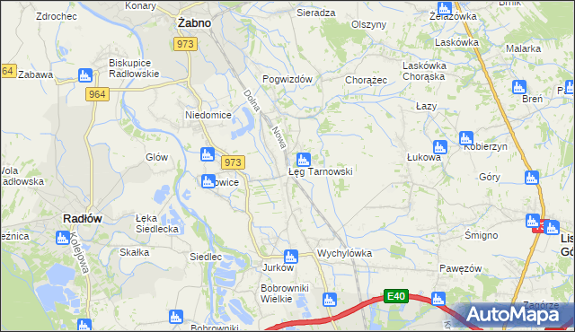 mapa Łęg Tarnowski, Łęg Tarnowski na mapie Targeo