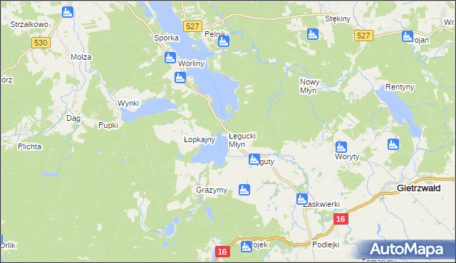 mapa Łęgucki Młyn, Łęgucki Młyn na mapie Targeo