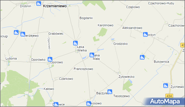 mapa Łęka Mała gmina Poniec, Łęka Mała gmina Poniec na mapie Targeo