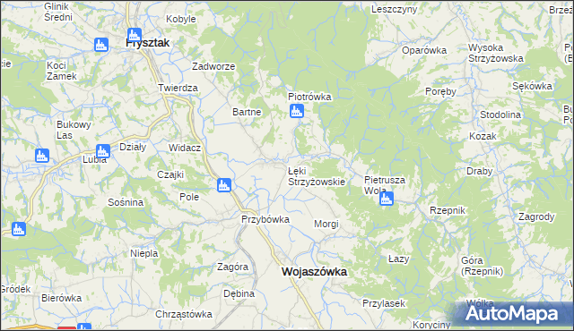 mapa Łęki Strzyżowskie, Łęki Strzyżowskie na mapie Targeo