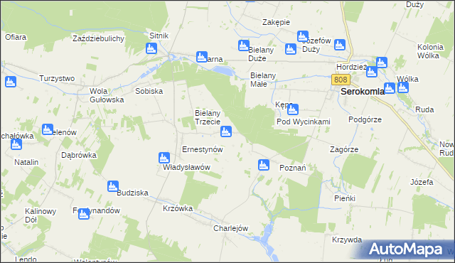 mapa Leonardów gmina Serokomla, Leonardów gmina Serokomla na mapie Targeo